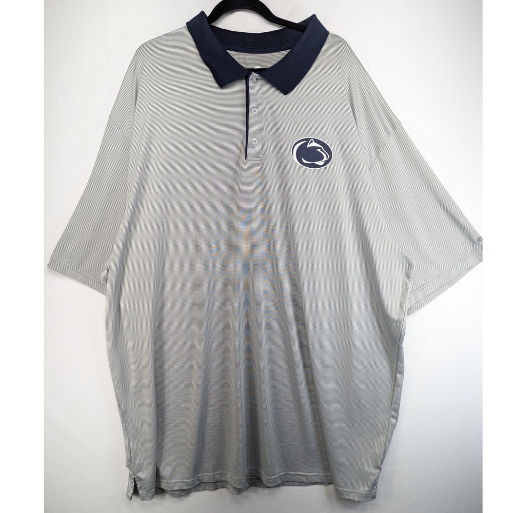Colosseum Penn State Nittany Lions Polo Shirt Mens 4XT Gray Striped Short Sleeve